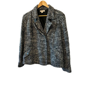COLDWATER CREEK Wool Blend Tweed Side Zip Blazer Jacket 16